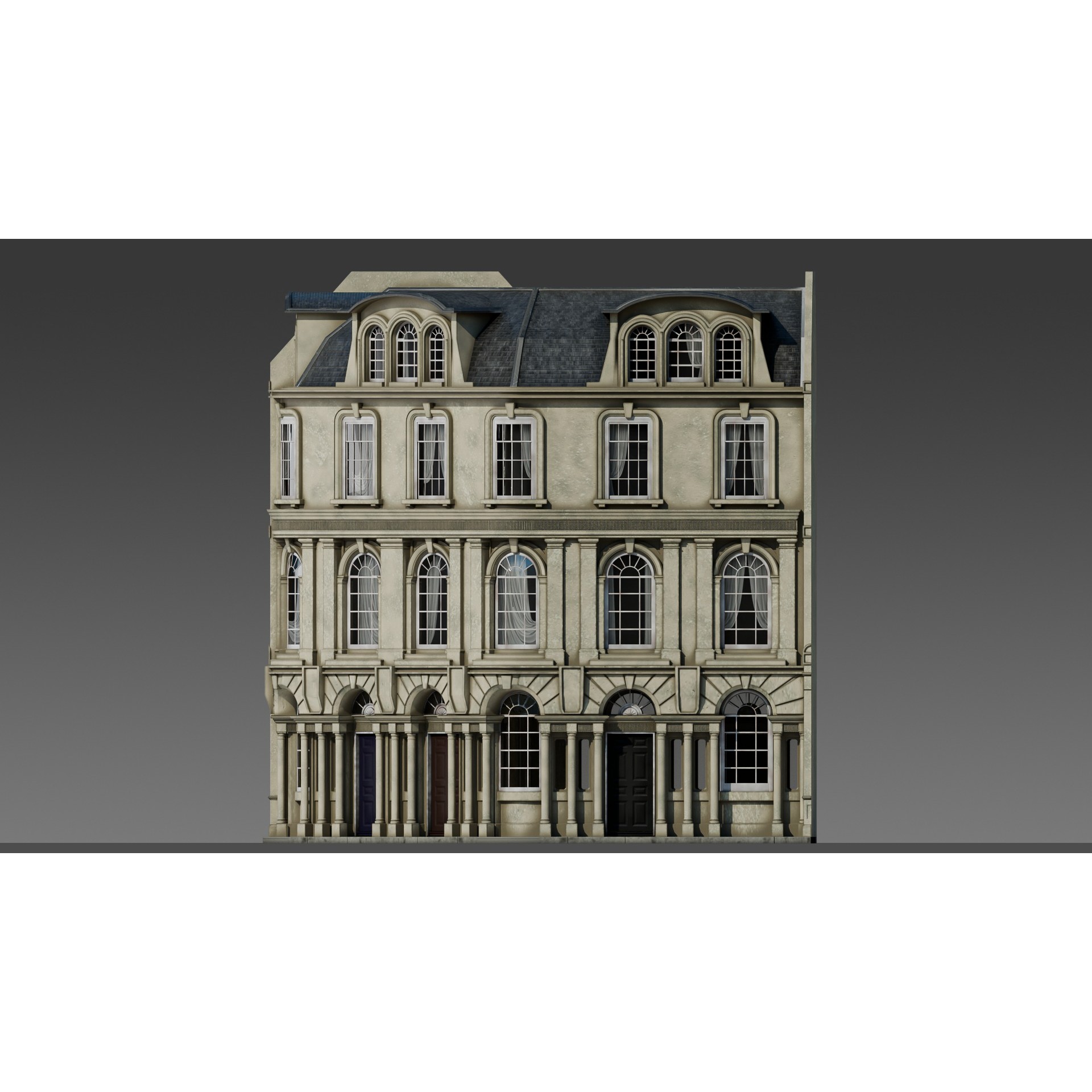 European Apartment Building Modular Set - Game-Ready 3D Model - View 6