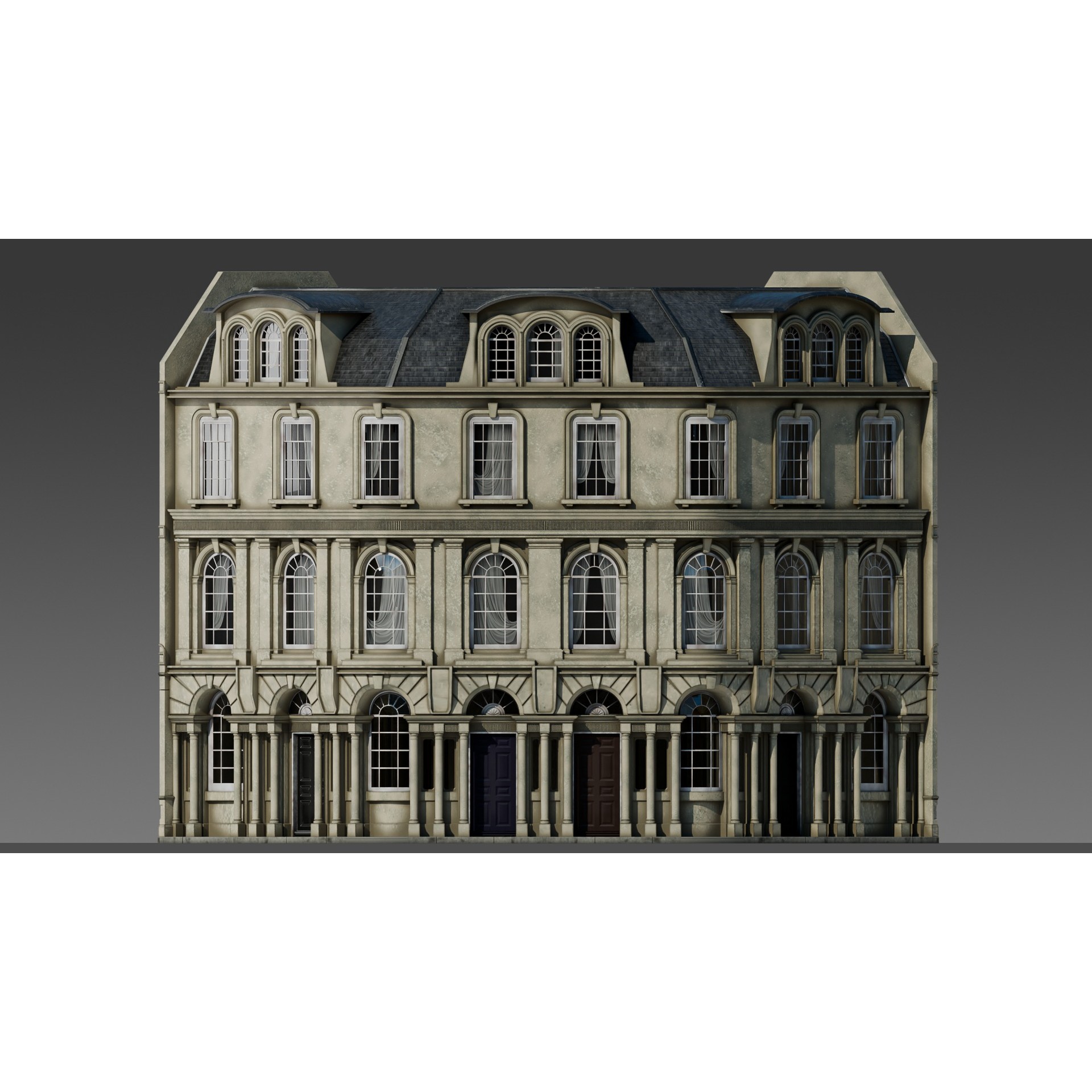 European Apartment Building Modular Set - Game-Ready 3D Model - View 7