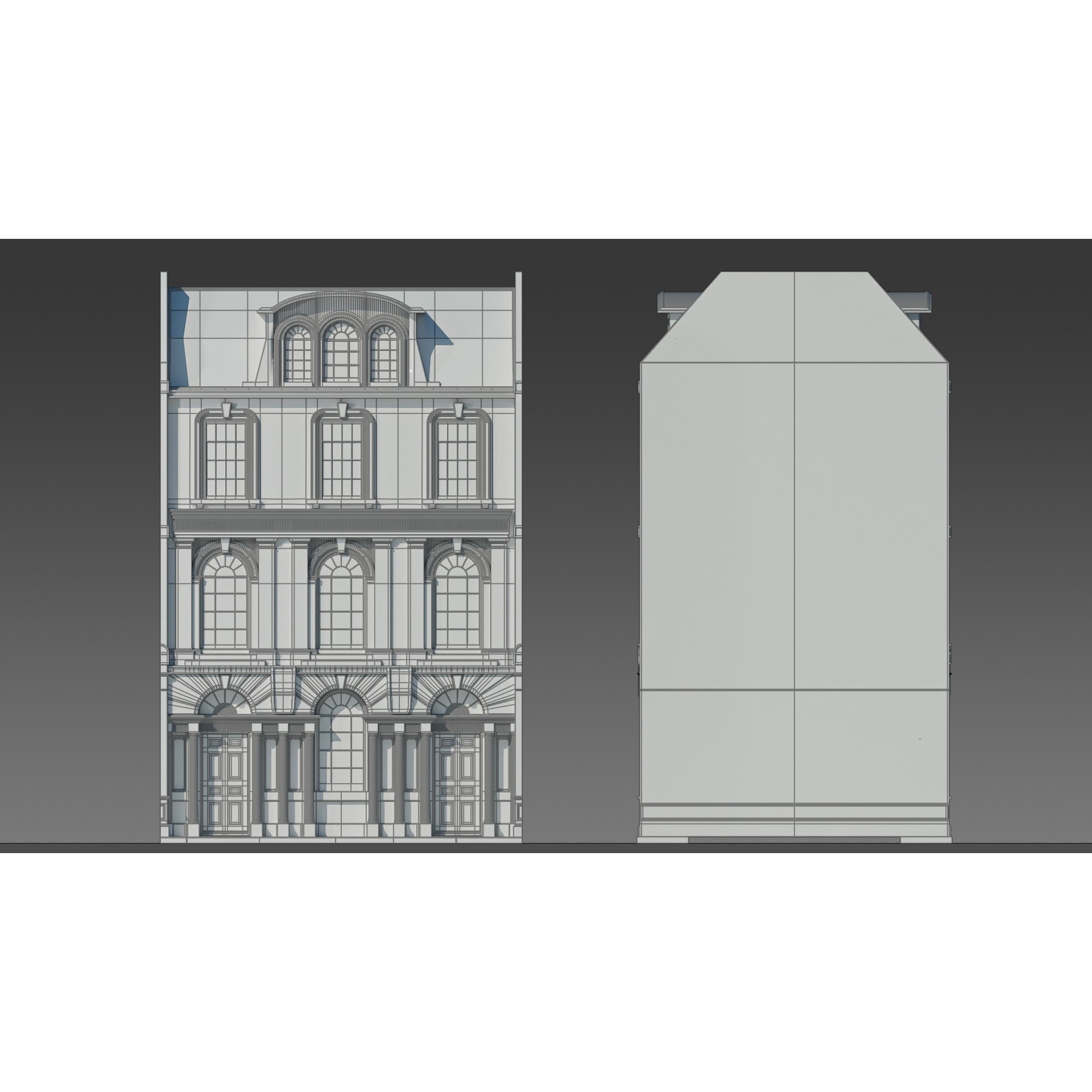 European Apartment Building Modular Set - Game-Ready 3D Model - View 9