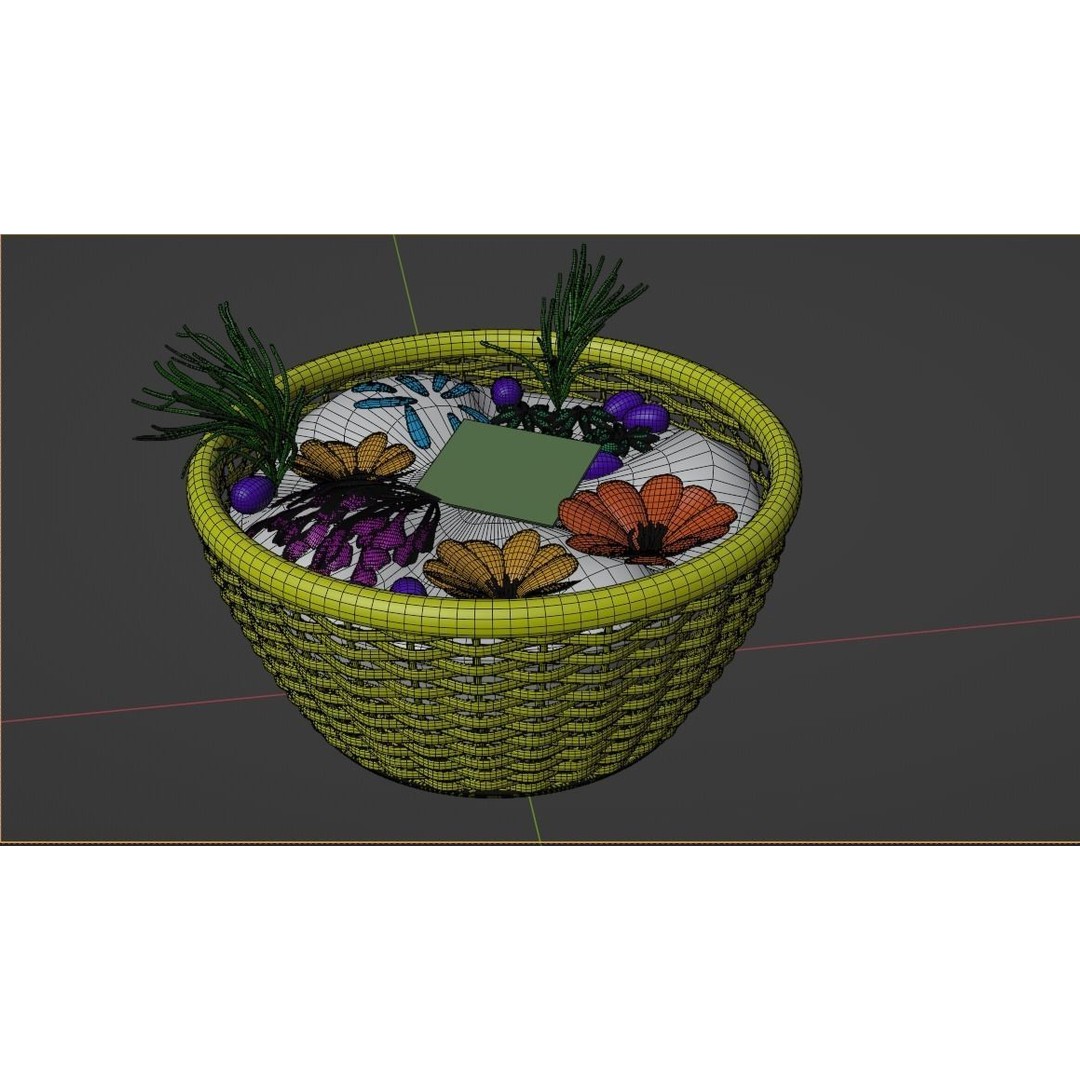 Potpourri 3D Model – Low Poly Decorative Basket with PBR Textures - View 8
