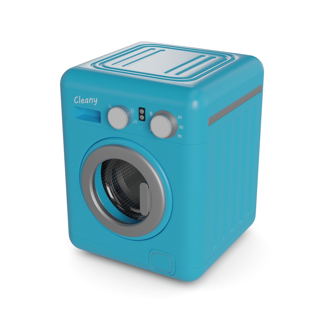 Washing Machine 3D Model – Low Poly Stylized Appliance, FBX