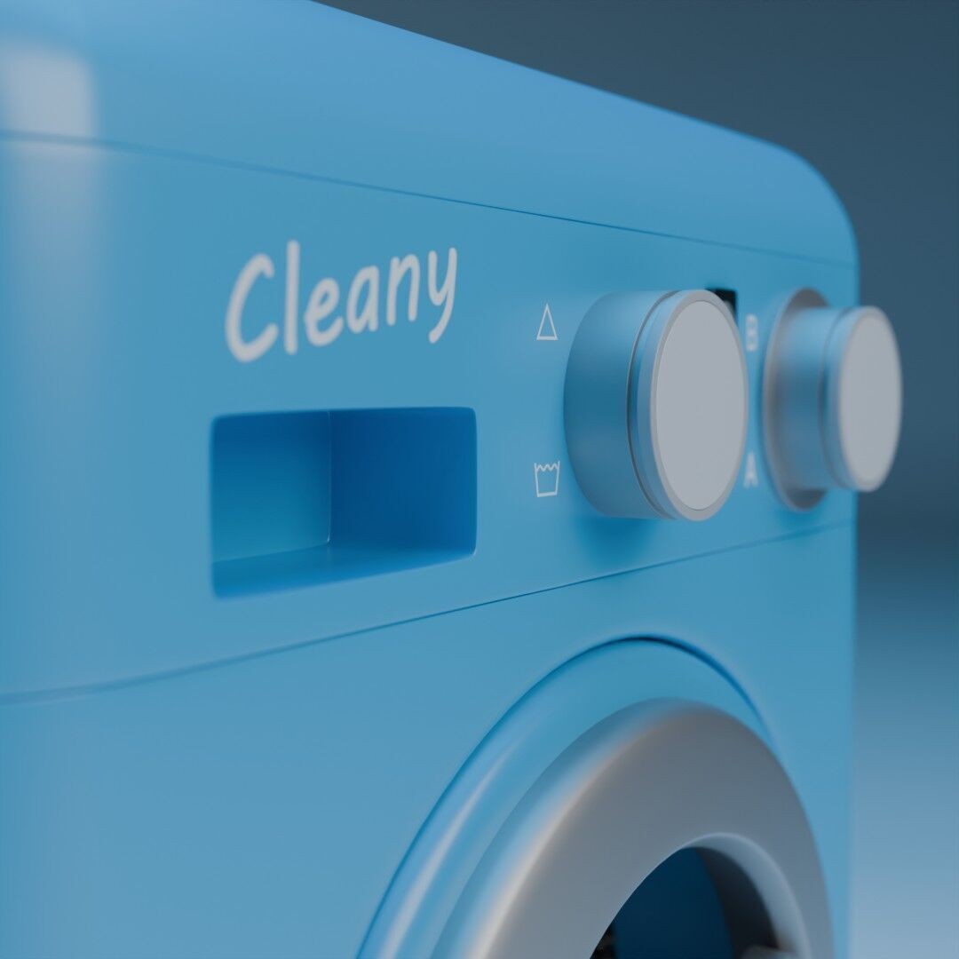 Washing Machine 3D Model – Low Poly Stylized Appliance, FBX - View 11