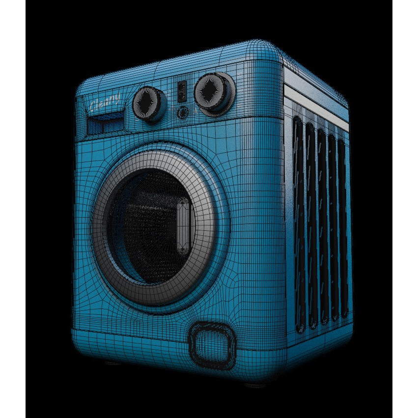 Washing Machine 3D Model – Low Poly Stylized Appliance, FBX - View 14