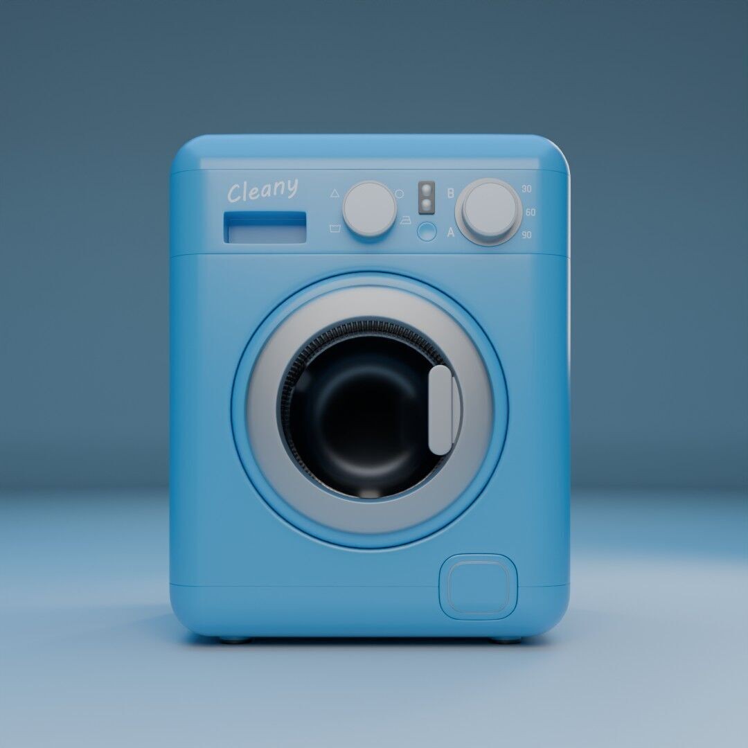 Washing Machine 3D Model – Low Poly Stylized Appliance, FBX - View 4