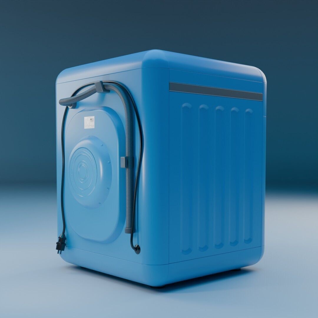 Washing Machine 3D Model – Low Poly Stylized Appliance, FBX - View 6