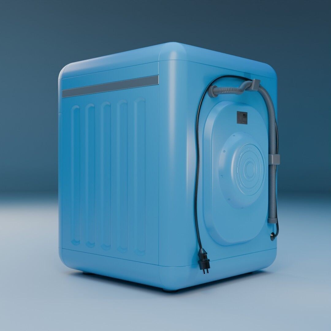 Washing Machine 3D Model – Low Poly Stylized Appliance, FBX - View 8