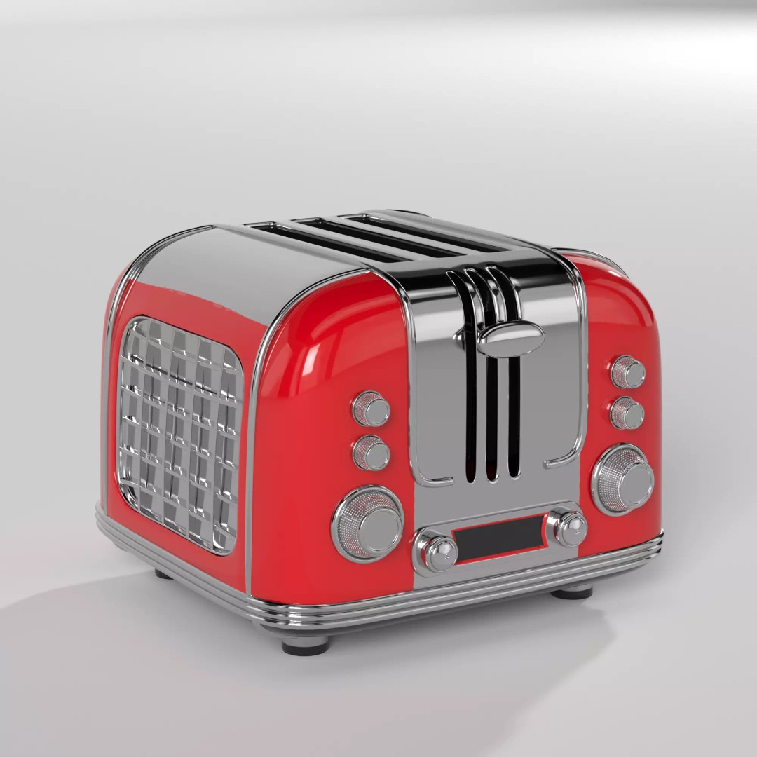 Toaster 3D Model – Low Poly Kitchen Appliance, FBX, PBR Textures - View 2