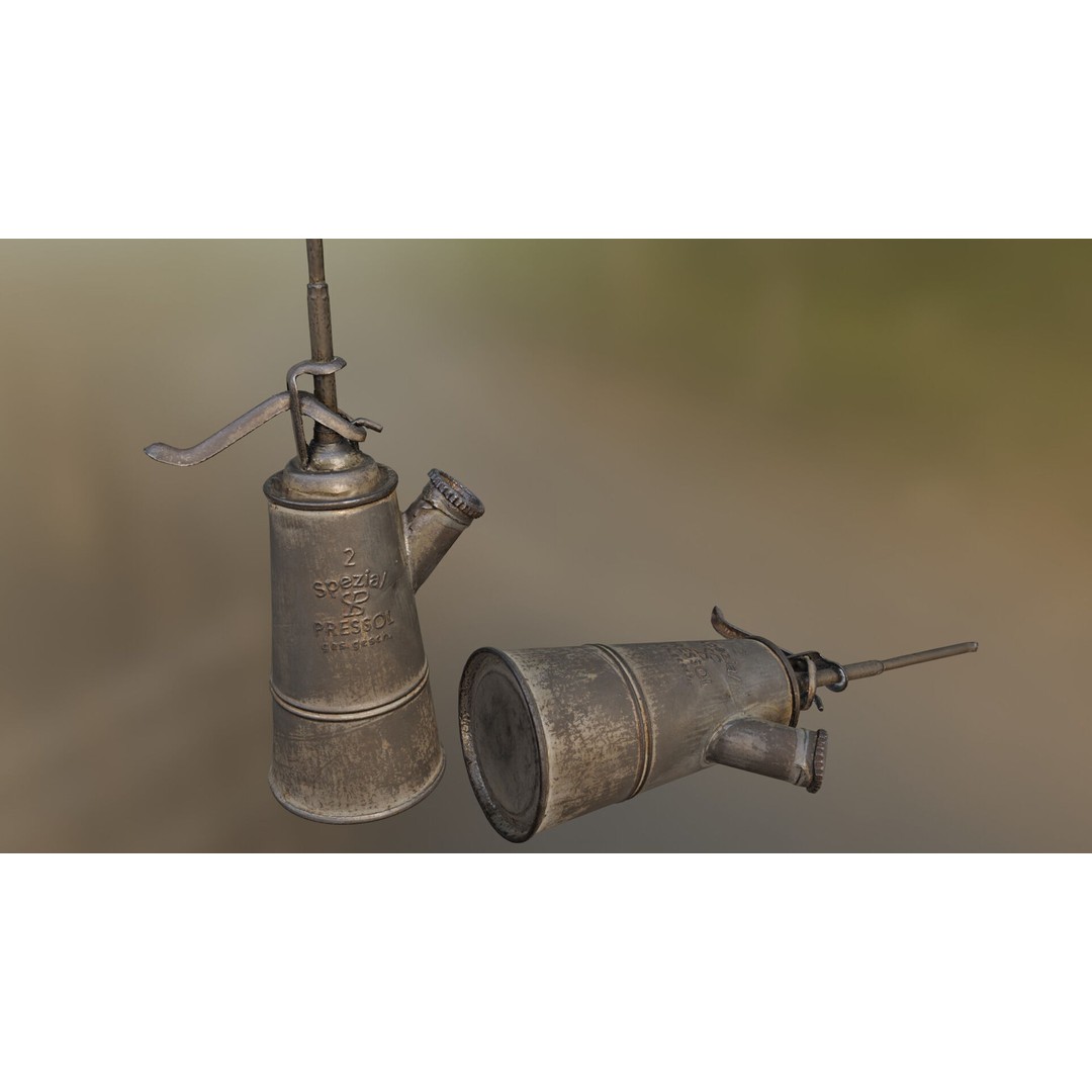 Vintage Oil Can 3D Model – Low Poly Game Ready, PBR Textures, FBX - View 3