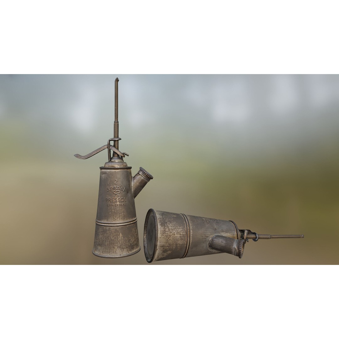 Vintage Oil Can 3D Model – Low Poly Game Ready, PBR Textures, FBX - View 9