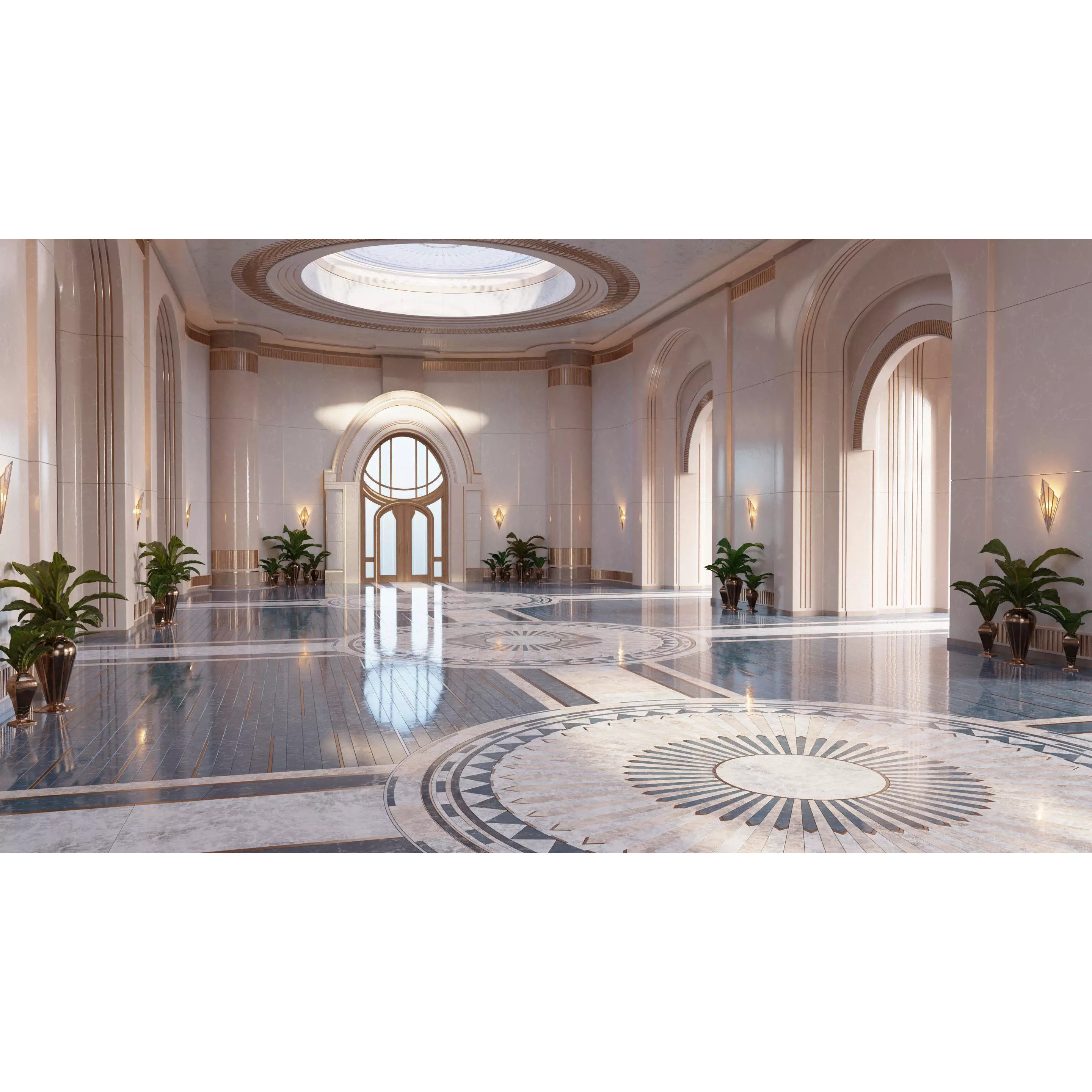 Classic Art Deco Hall - High-Poly 3D Model - View 2