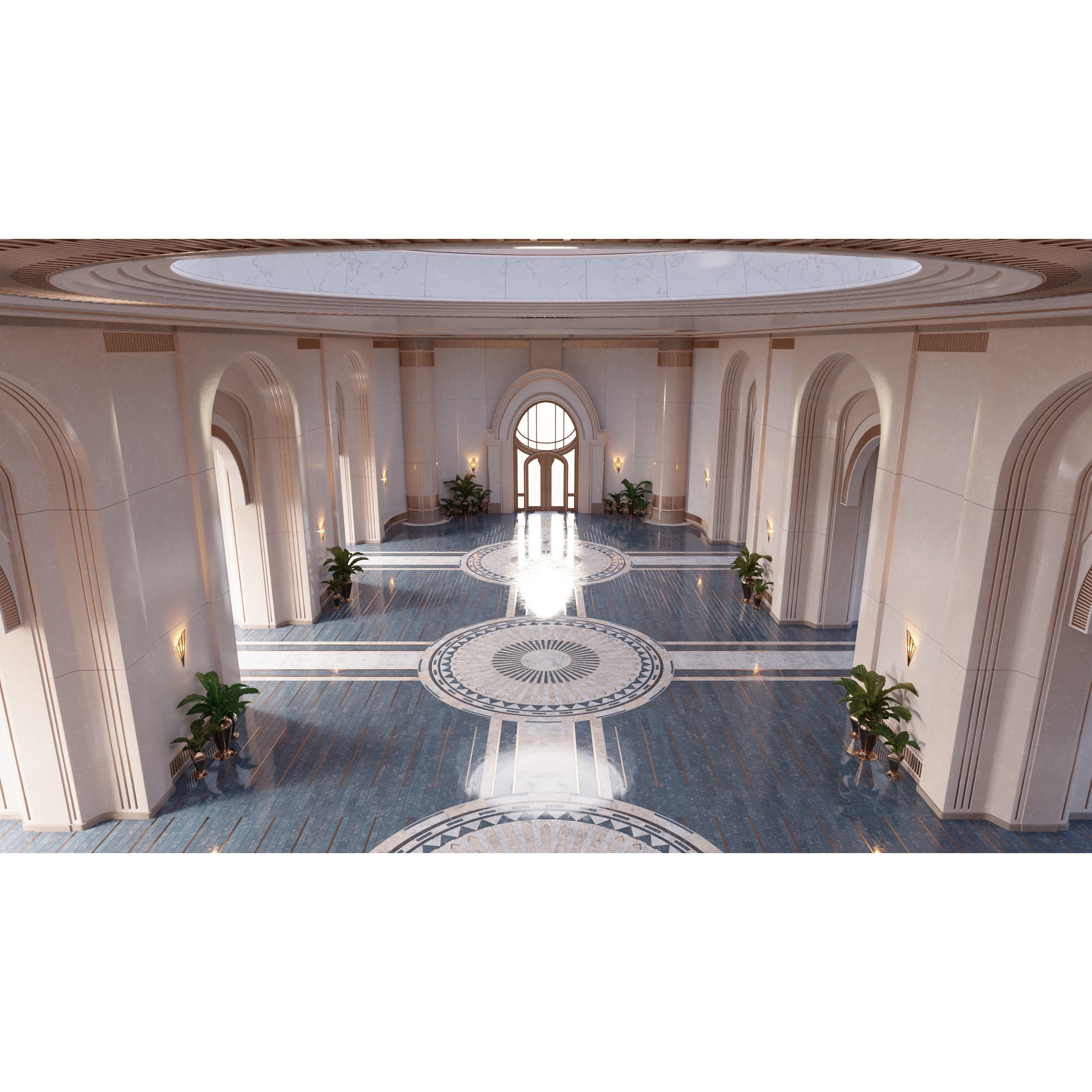 Classic Art Deco Hall - High-Poly 3D Model - View 4