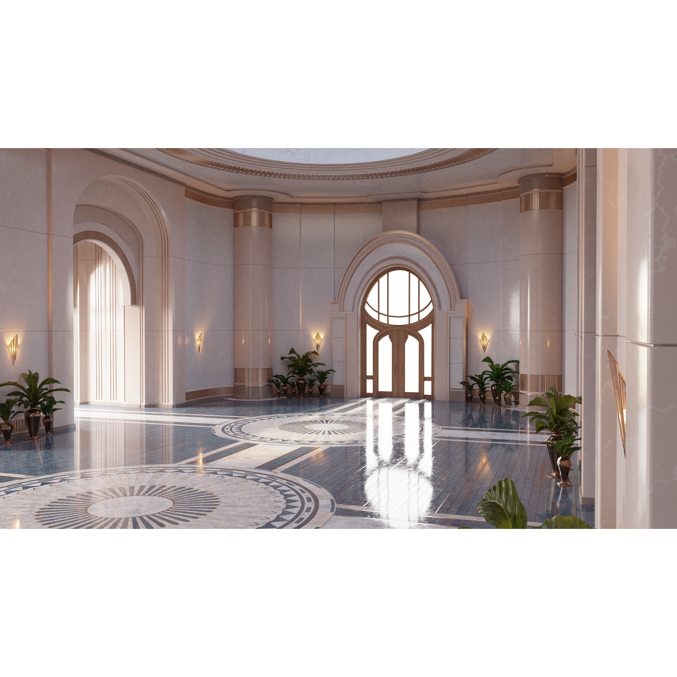 Classic Art Deco Hall - High-Poly 3D Model - View 5
