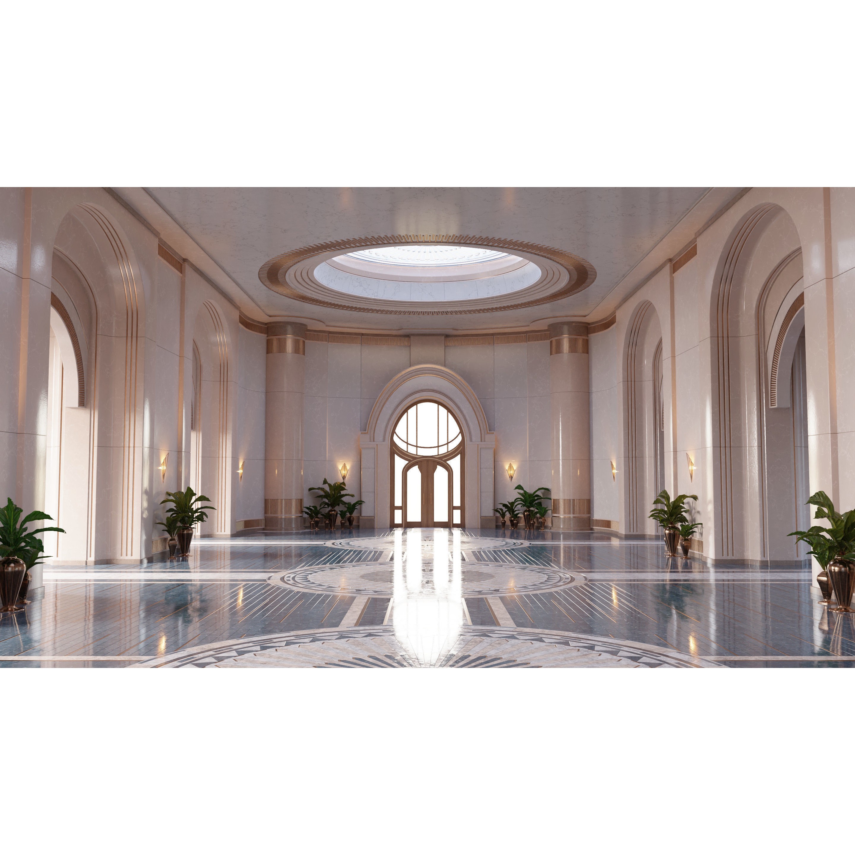 Classic Art Deco Hall - High-Poly 3D Model - View 6