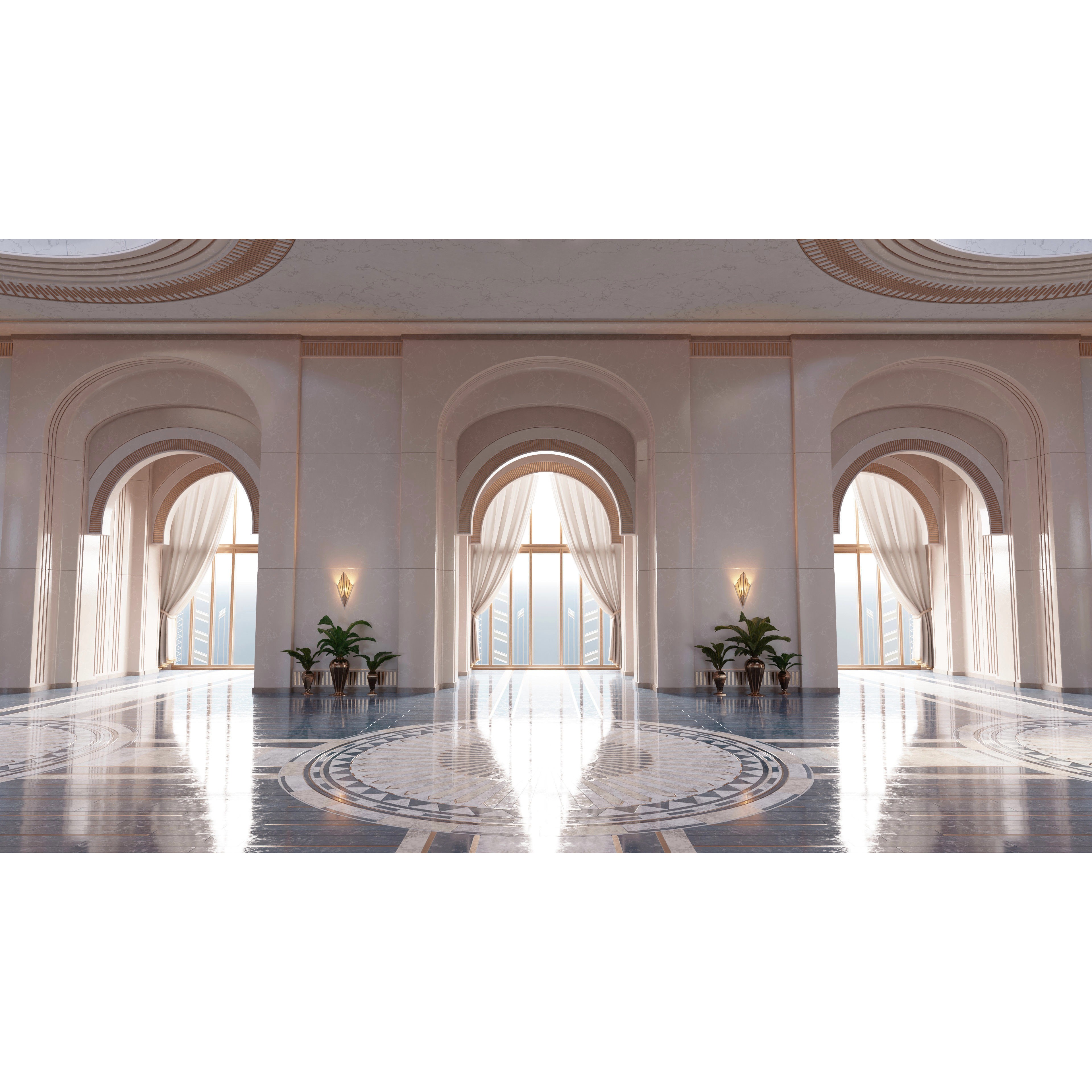 Classic Art Deco Hall - High-Poly 3D Model - View 7