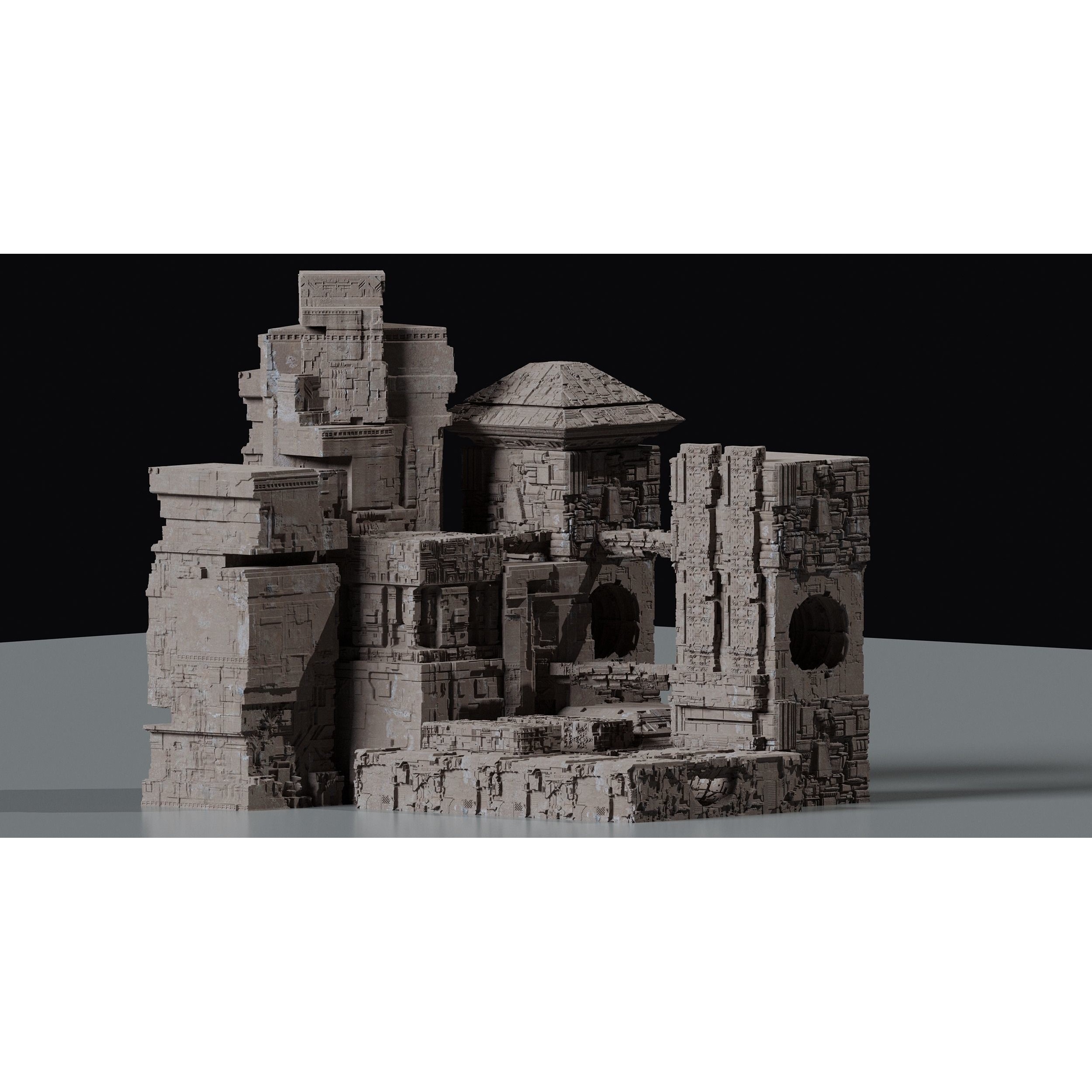 Ancient Sci-Fi Kitbash - Game-Ready 3D Model - View 3
