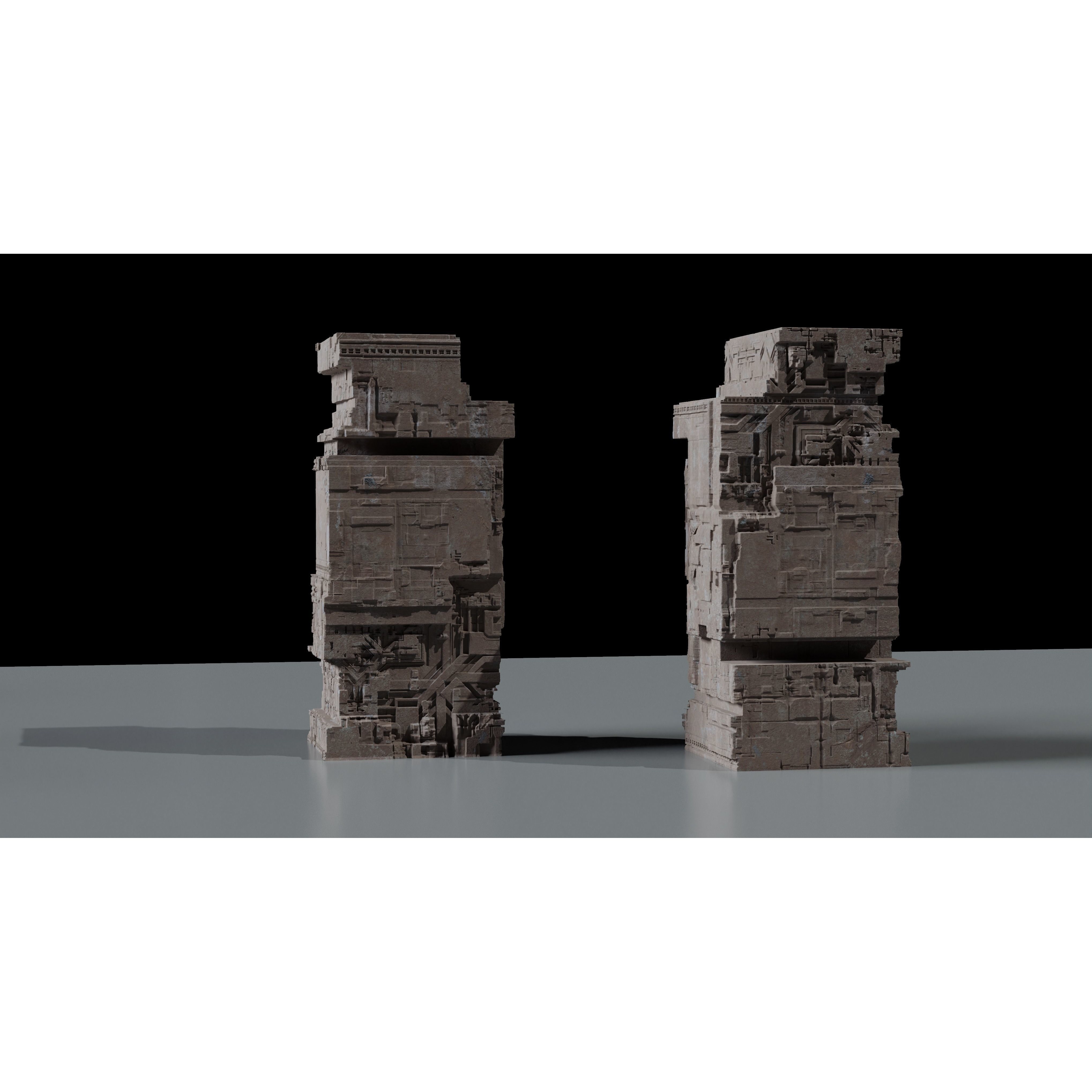 Ancient Sci-Fi Kitbash - Game-Ready 3D Model - View 4