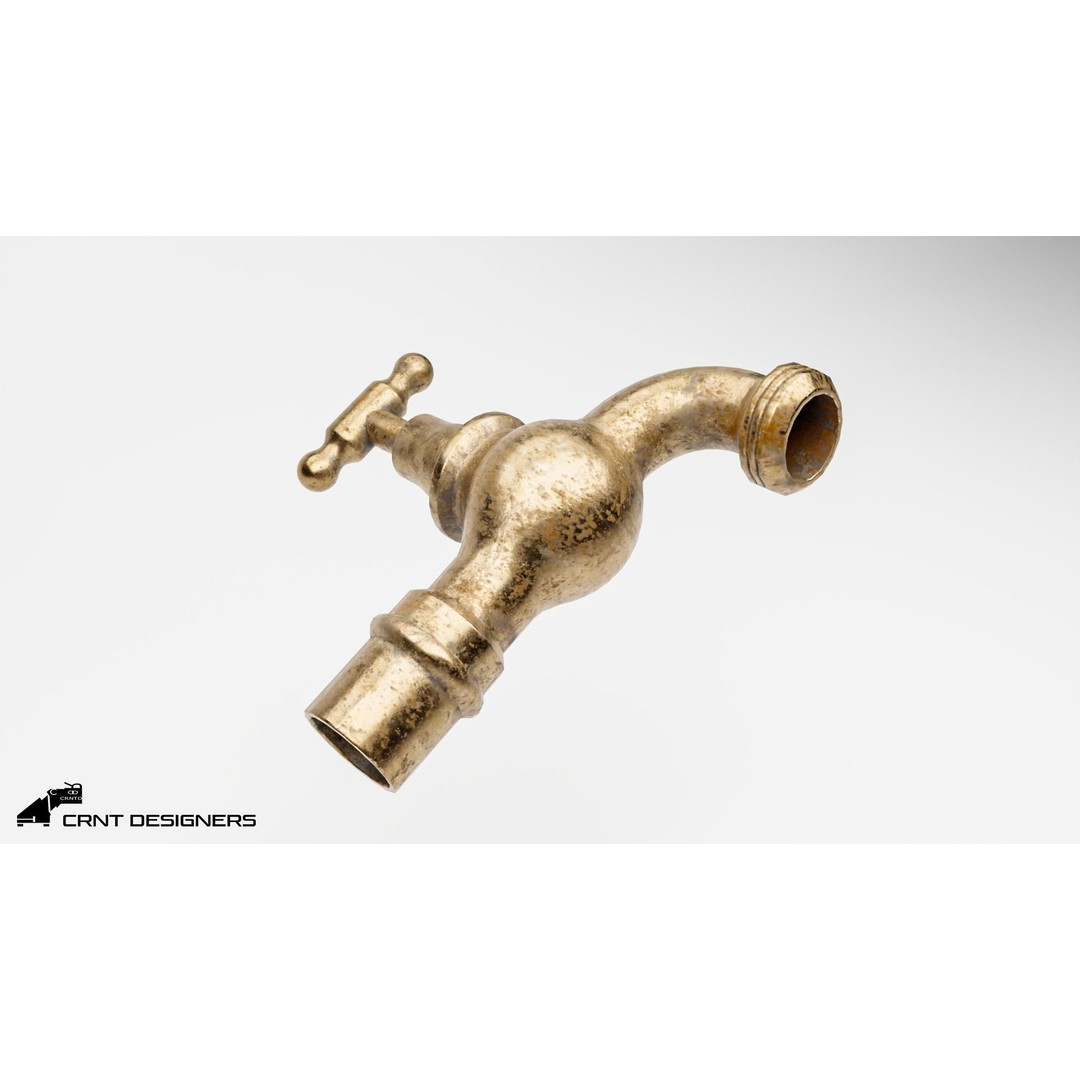 Old Water Tap 3D Model – Low Poly PBR Kitchenware Asset, FBX & OBJ
