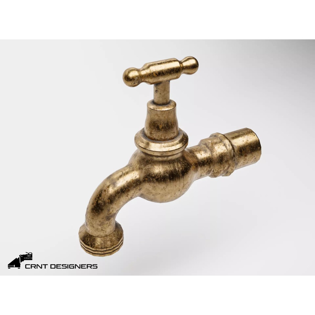 Old Water Tap 3D Model – Low Poly PBR Kitchenware Asset, FBX & OBJ - View 2