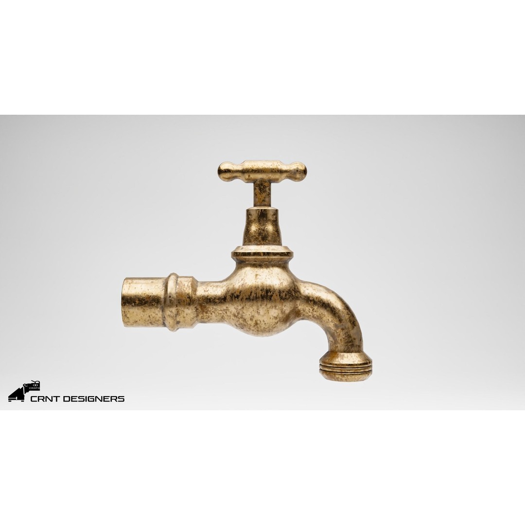 Old Water Tap 3D Model – Low Poly PBR Kitchenware Asset, FBX & OBJ - View 3