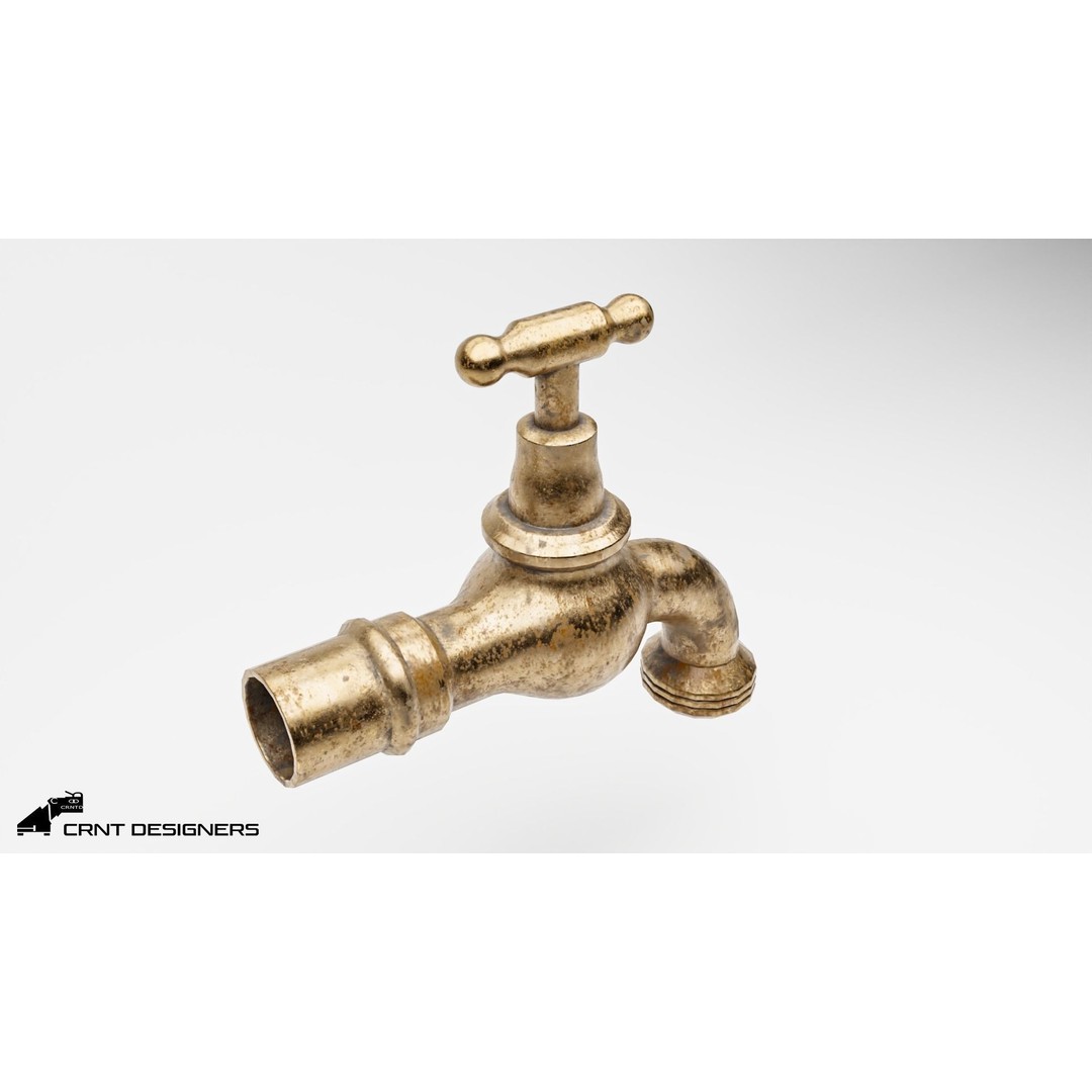 Old Water Tap 3D Model – Low Poly PBR Kitchenware Asset, FBX & OBJ - View 9