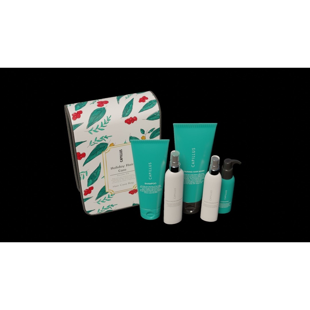 Holiday Hair Care Kit 3D Model – PBR Textured Blender Asset - View 5