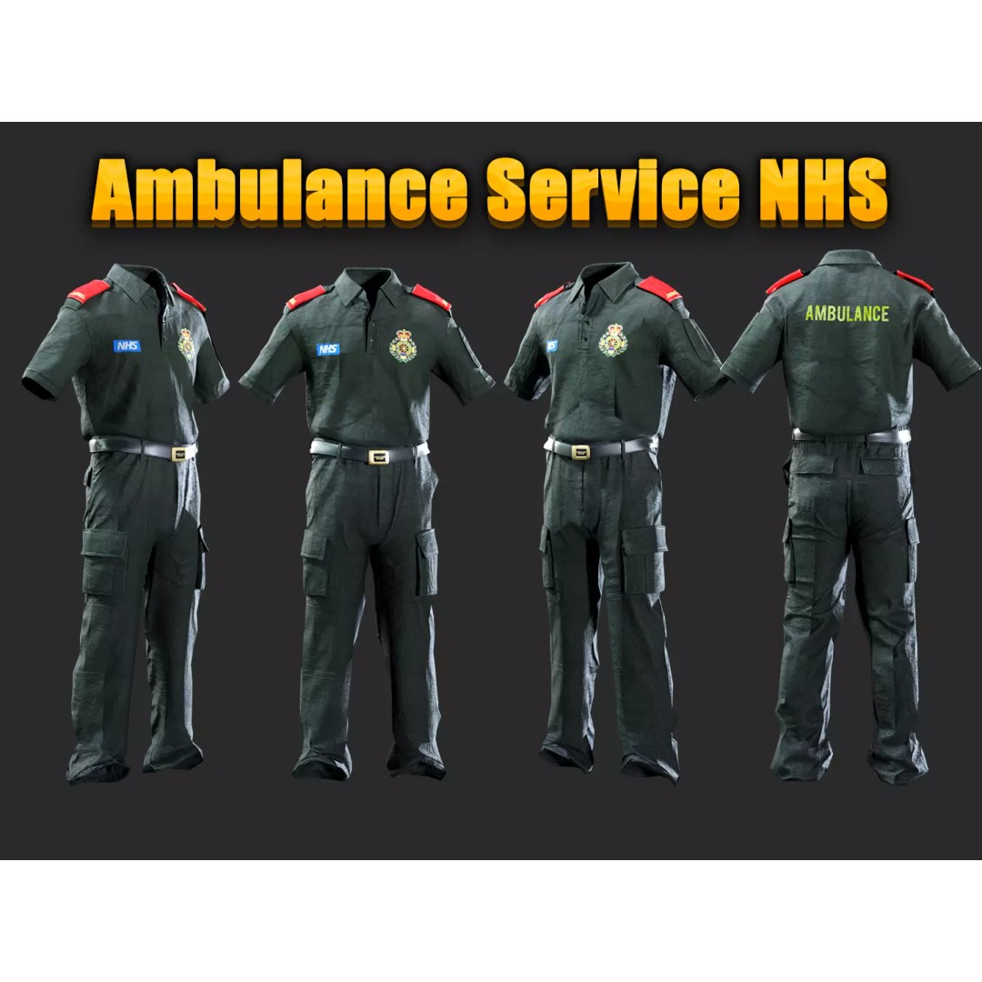 London Ambulance Service NHS Trust Uniform 3D Model – Low Poly PBR Game Asset, FBX - View 2