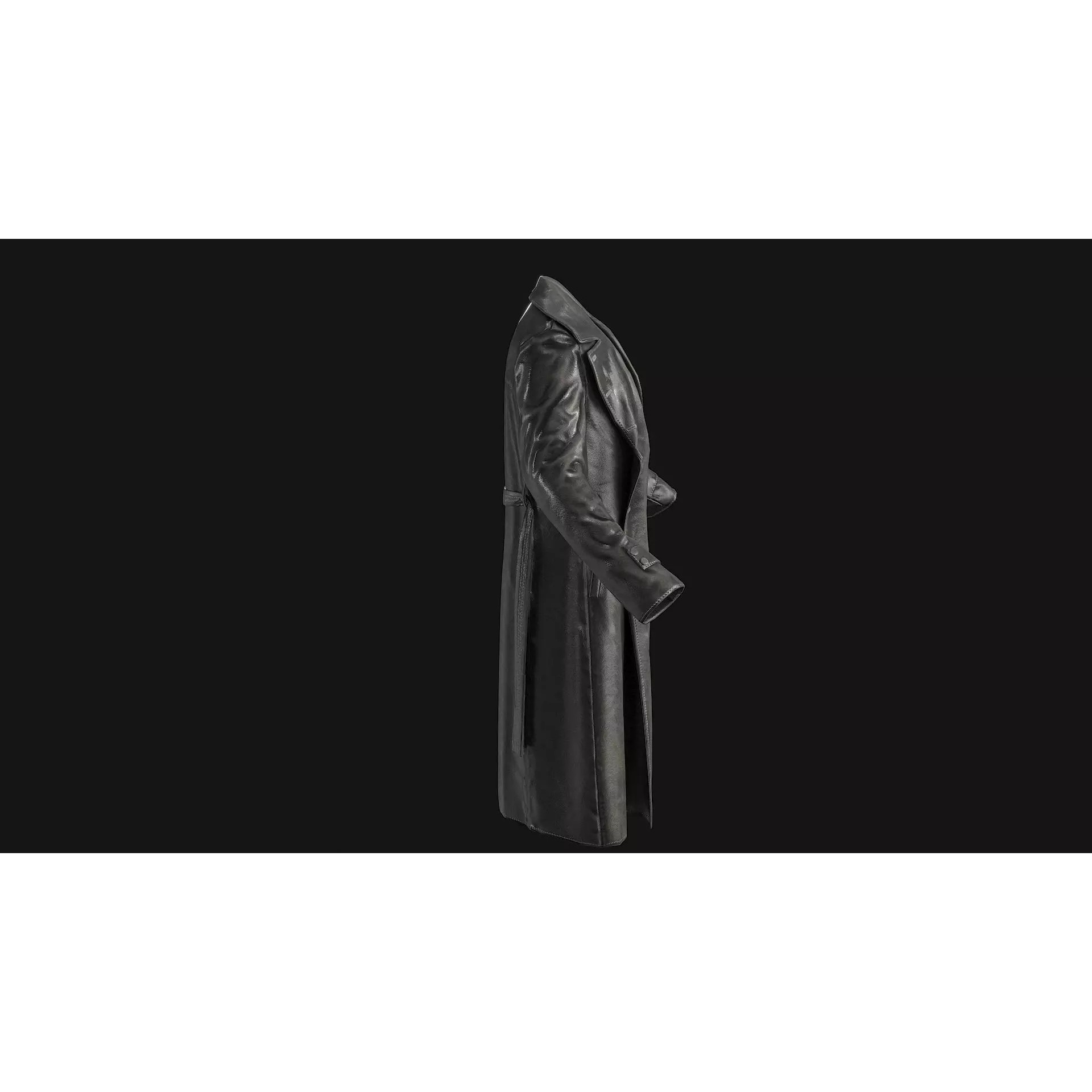 Black Leather Coat - Low-Poly Game-Ready 3D Model - View 13