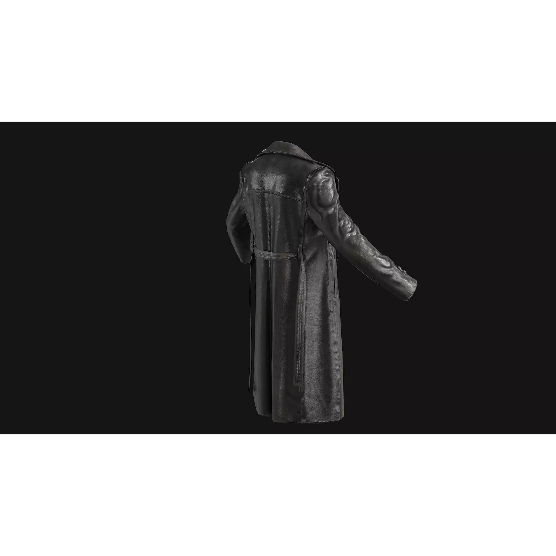 Black Leather Coat - Low-Poly Game-Ready 3D Model - View 14
