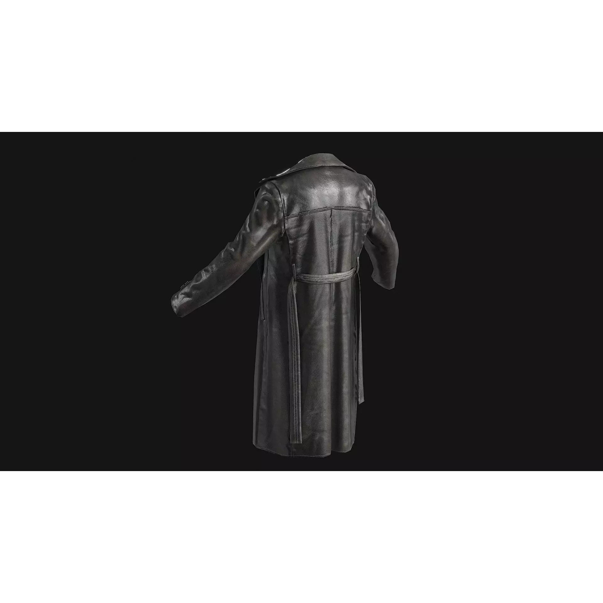 Black Leather Coat - Low-Poly Game-Ready 3D Model - View 15