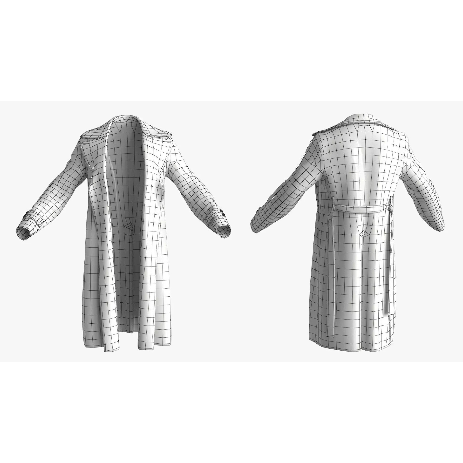 Black Leather Coat - Low-Poly Game-Ready 3D Model - View 19