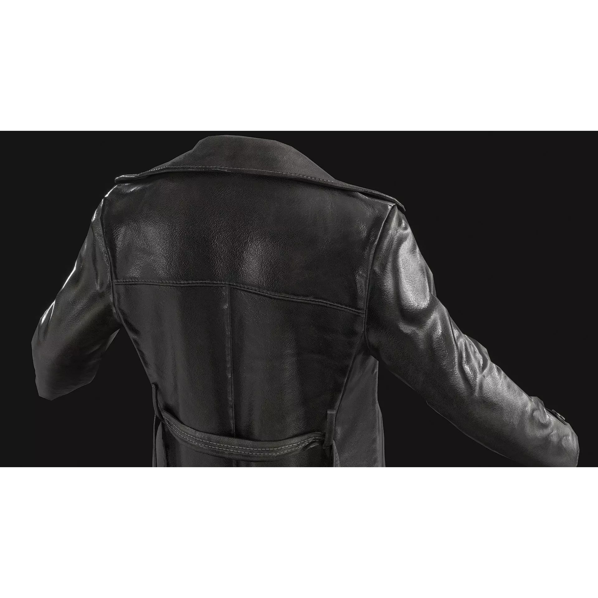 Black Leather Coat - Low-Poly Game-Ready 3D Model - View 5