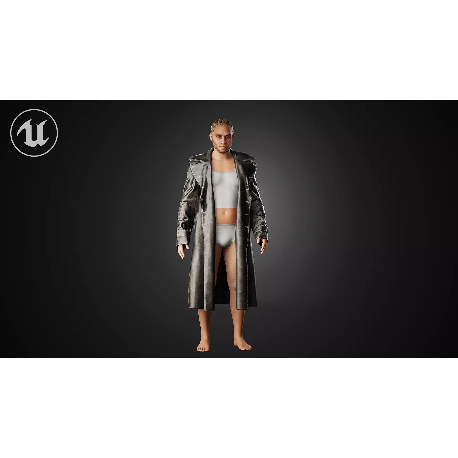 Black Leather Coat - Low-Poly Game-Ready 3D Model - View 7