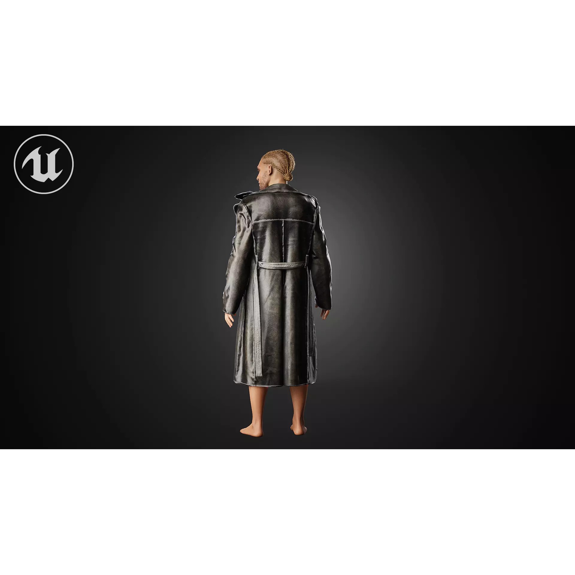 Black Leather Coat - Low-Poly Game-Ready 3D Model - View 8