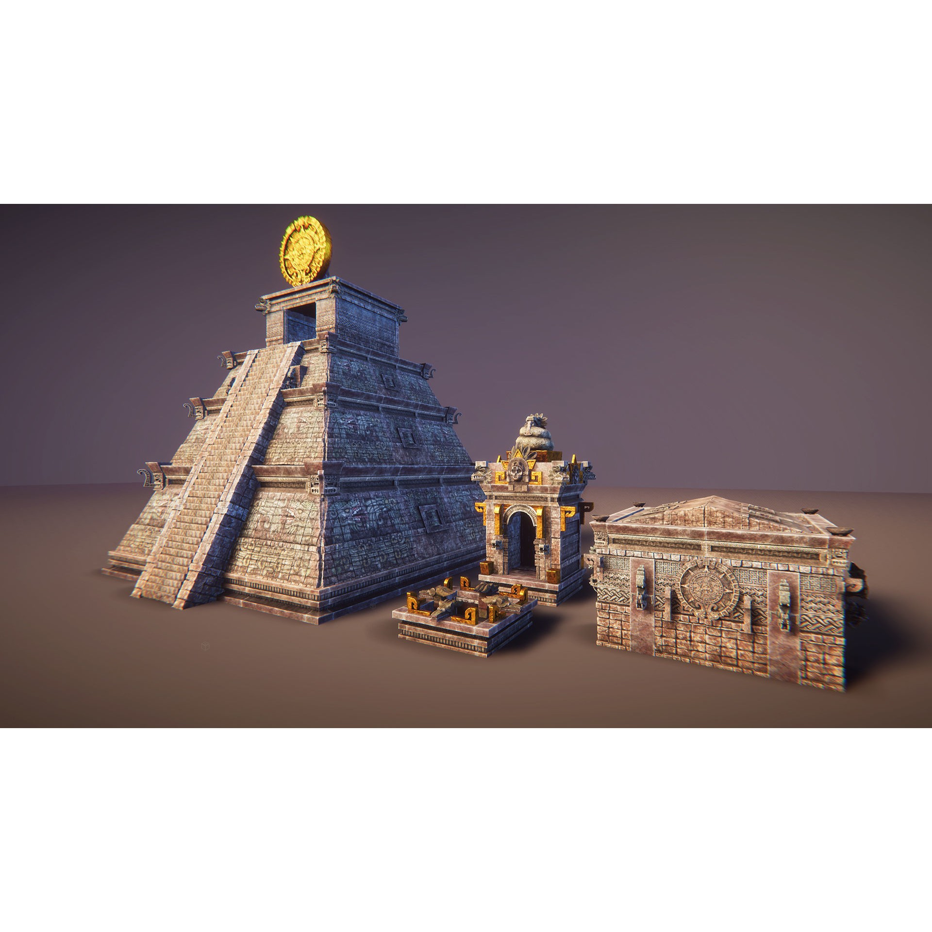 Aztec Temple - Low-Poly Game-Ready 3D Model - View 7