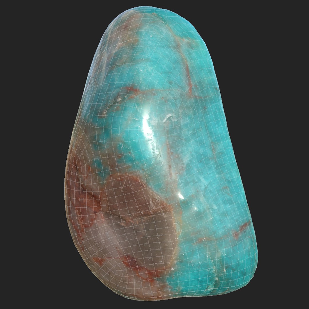 Chrysocolla Gemstone 3D Model – Low Poly PBR Game Asset, FBX & OBJ - View 7