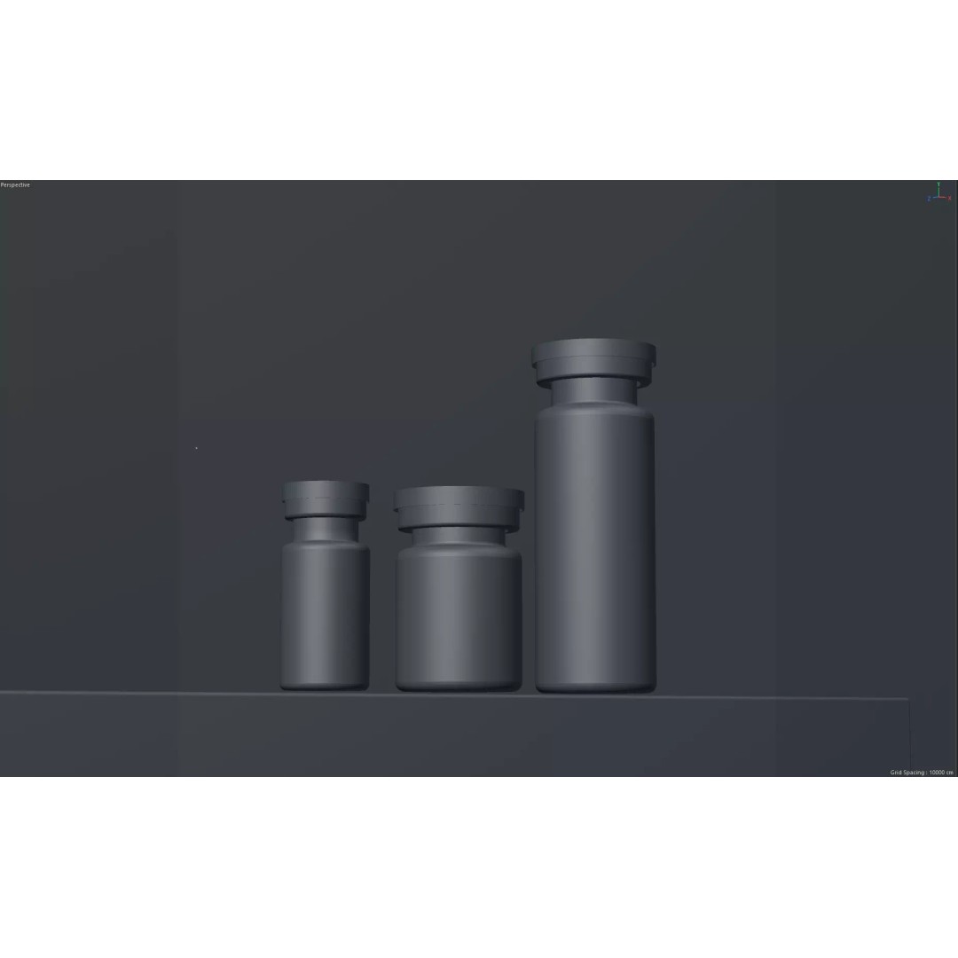 Medical Vials 3D Model – Realistic Glass Bottles Set, FBX, OBJ - View 3