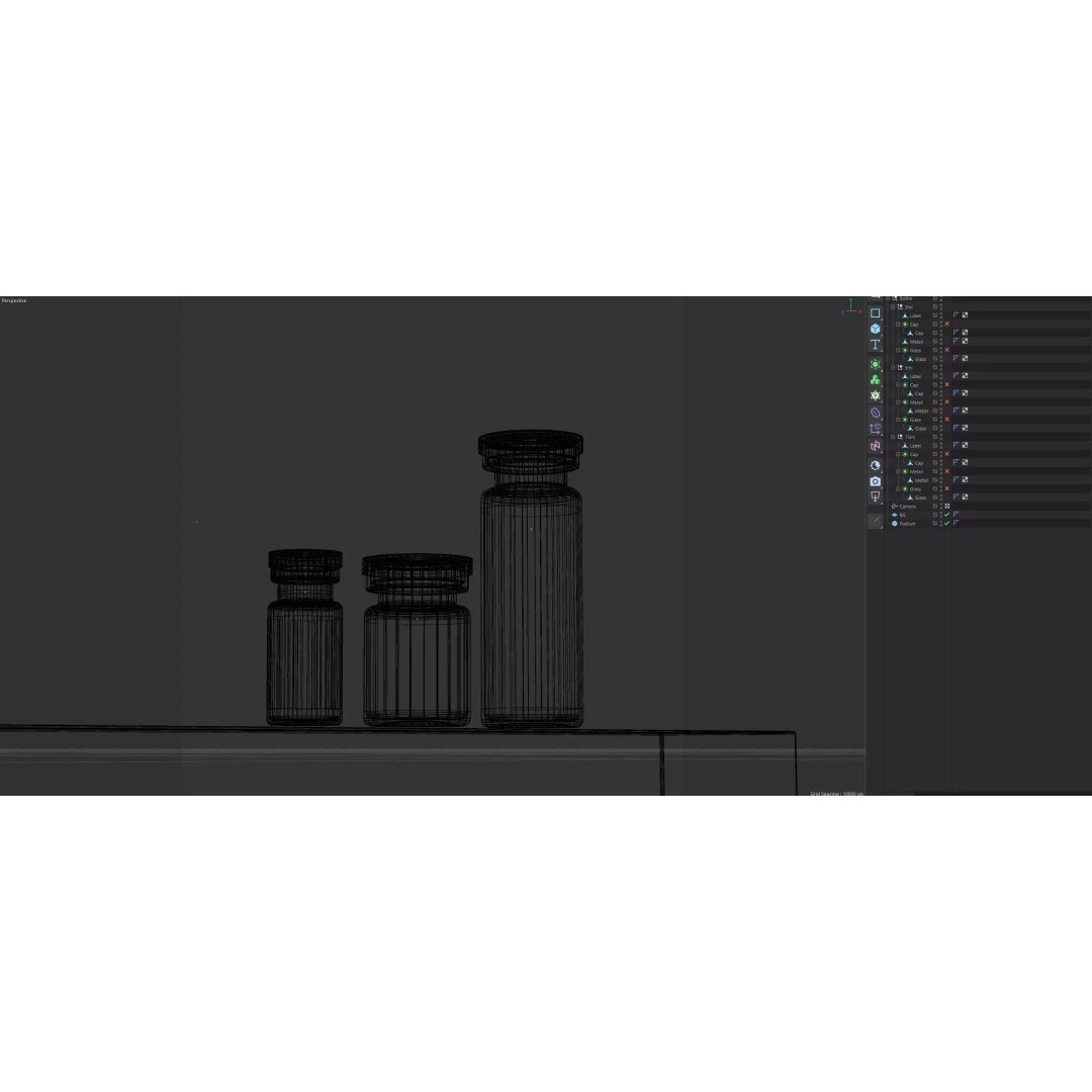 Medical Vials 3D Model – Realistic Glass Bottles Set, FBX, OBJ - View 4