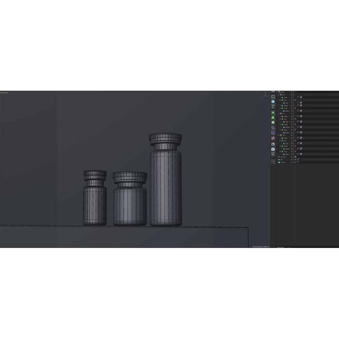 Medical Vials 3D Model – Realistic Glass Bottles Set, FBX, OBJ - View 5