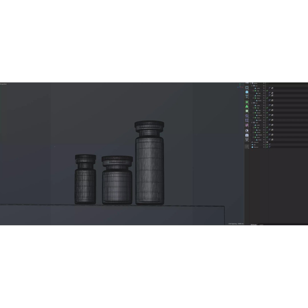 Medical Vials 3D Model – Realistic Glass Bottles Set, FBX, OBJ - View 6
