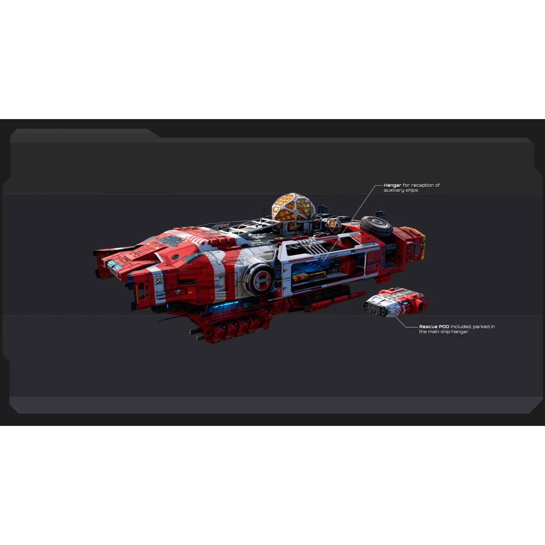 DRAKO Rescue Ship 3D Model – Low Poly Sci-Fi Spacecraft, FBX, OBJ - View 4