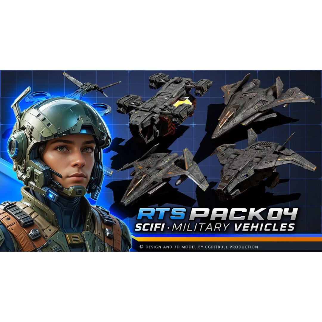 Futuristic Military Vehicles 3D Model – Low Poly Game Asset, FBX, OBJ - View 2