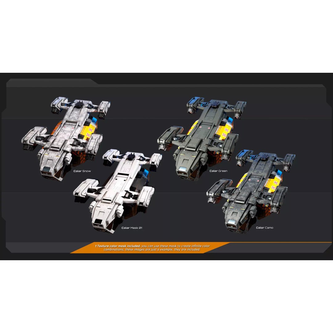 Futuristic Military Vehicles 3D Model – Low Poly Game Asset, FBX, OBJ - View 28