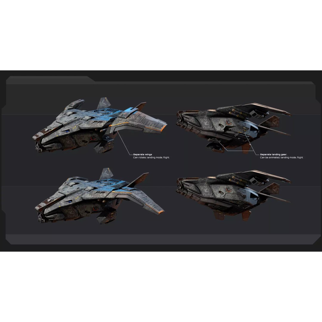 Futuristic Military Vehicles 3D Model – Low Poly Game Asset, FBX, OBJ - View 35