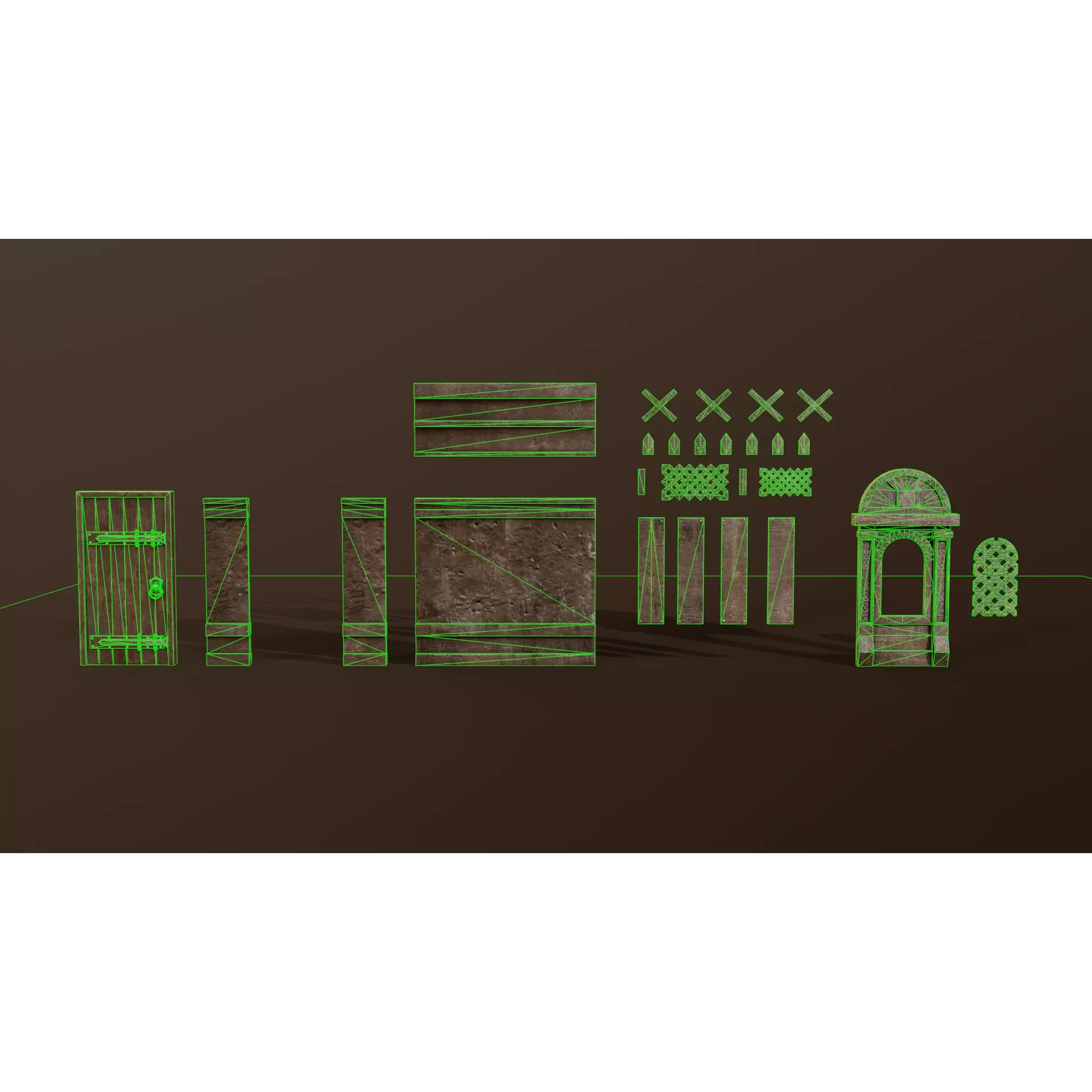 Medieval Modular Wall and Door Pack - Low-Poly Game-Ready 3D Model