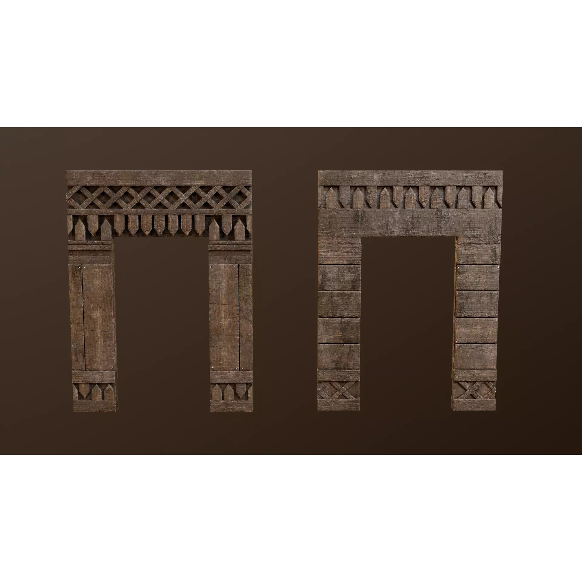 Medieval Modular Wall and Door Pack - Low-Poly Game-Ready 3D Model - View 10