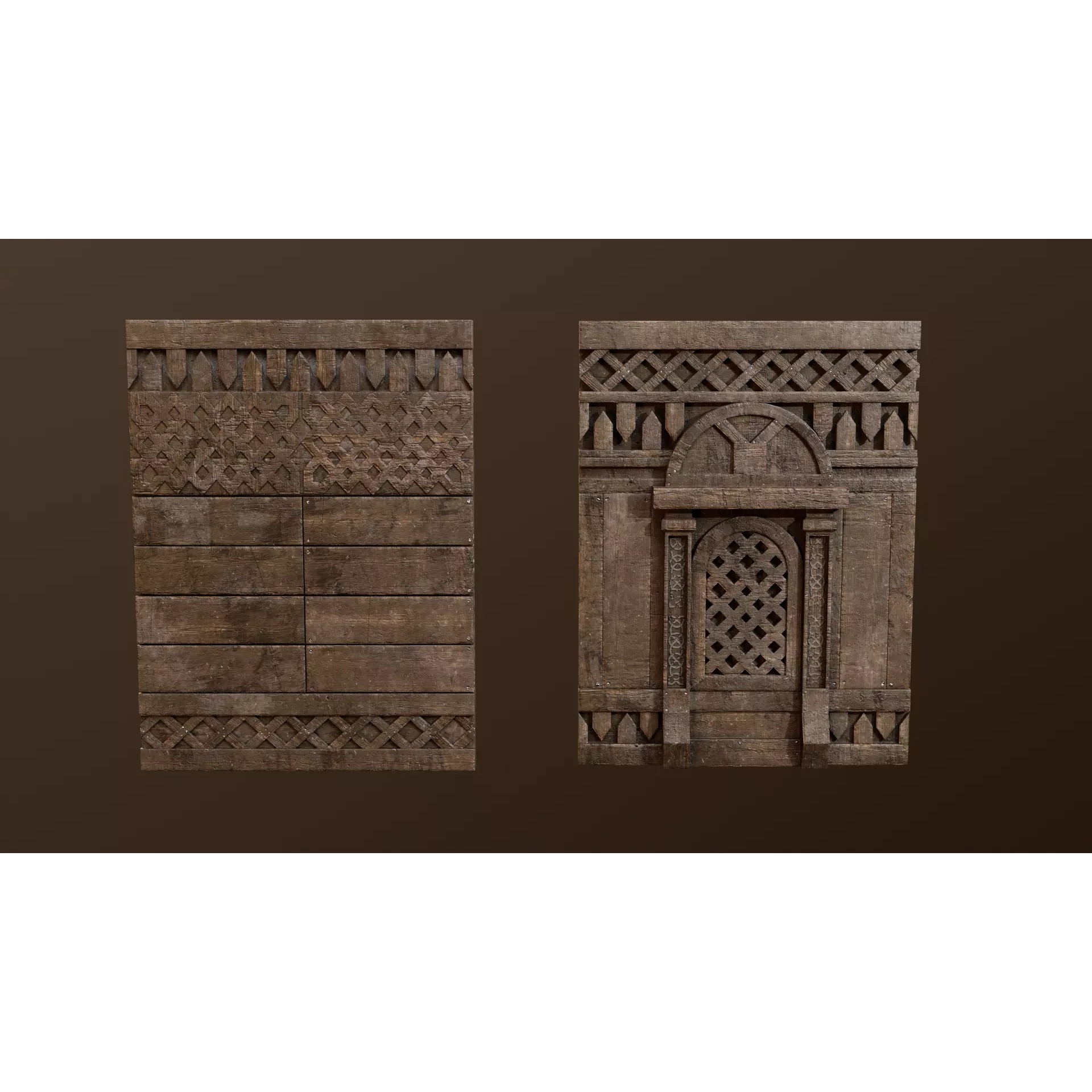 Medieval Modular Wall and Door Pack - Low-Poly Game-Ready 3D Model - View 11
