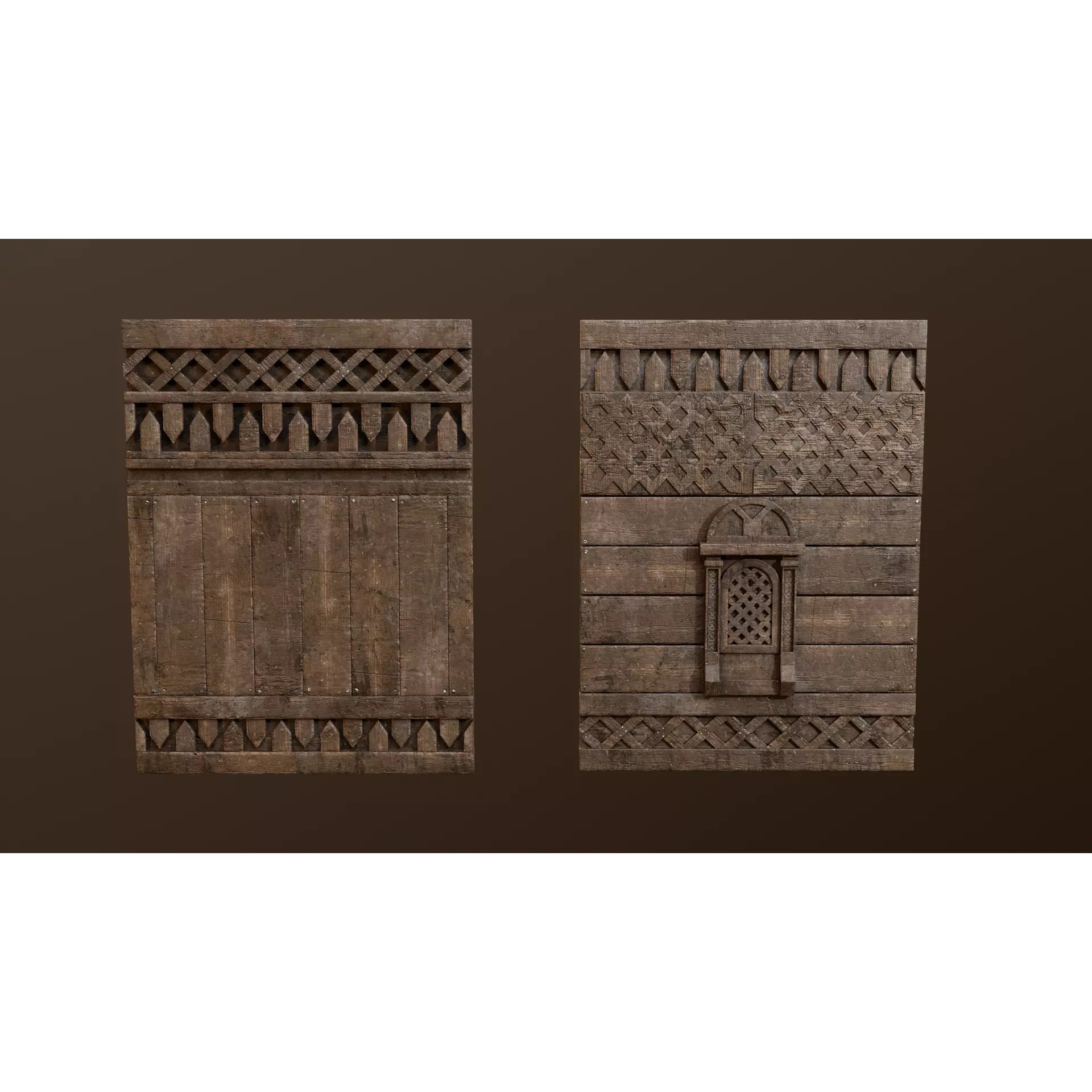 Medieval Modular Wall and Door Pack - Low-Poly Game-Ready 3D Model - View 12