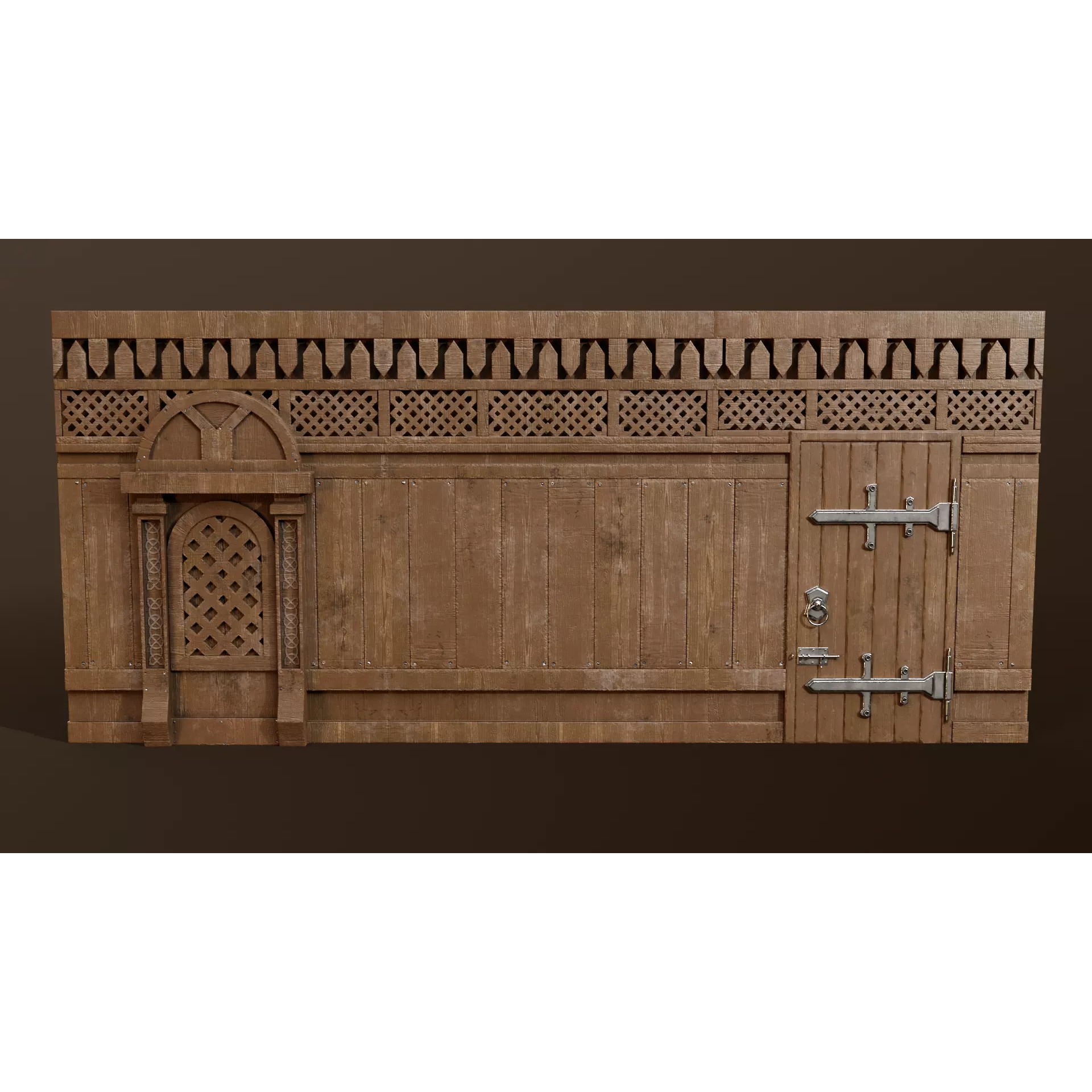 Medieval Modular Wall and Door Pack - Low-Poly Game-Ready 3D Model - View 14