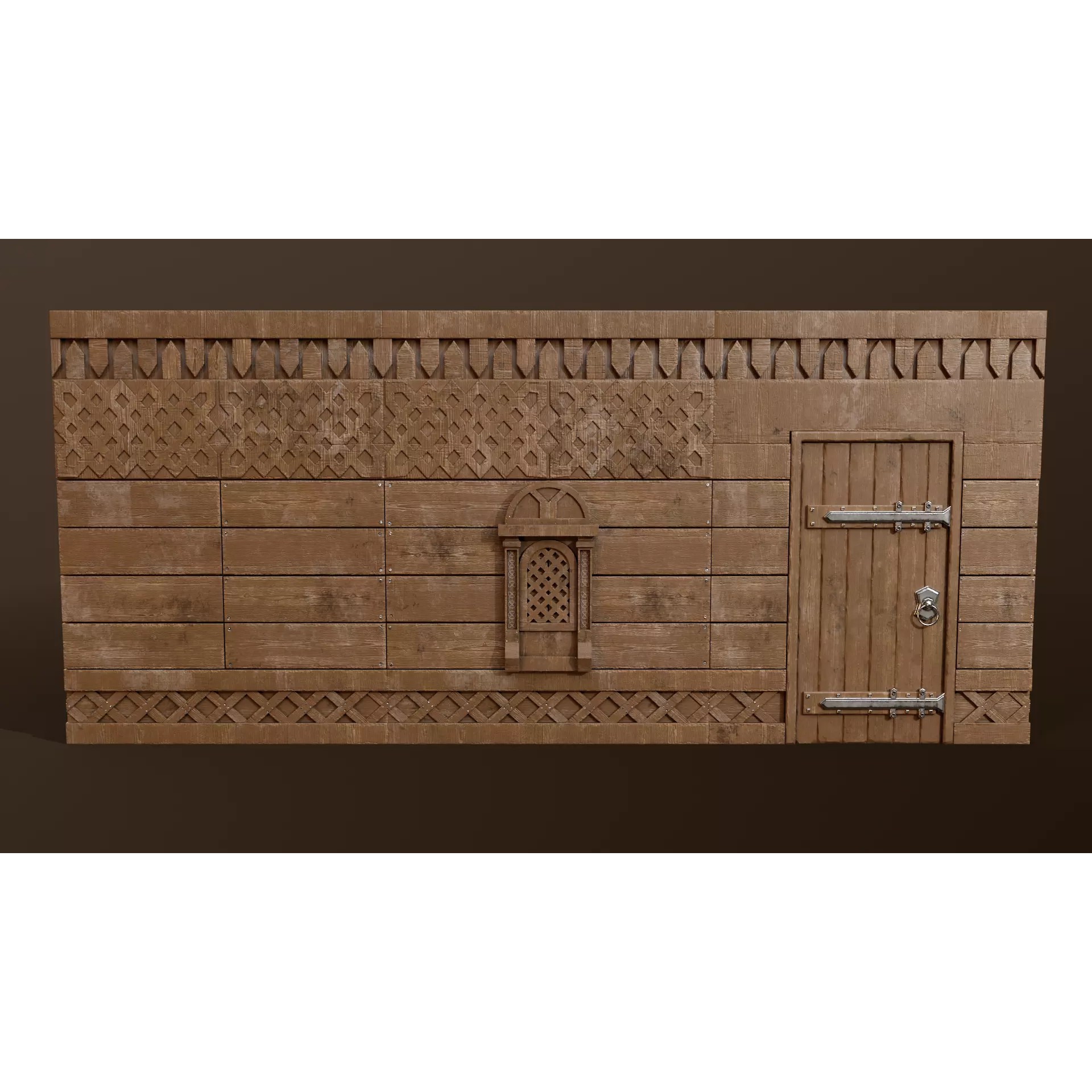Medieval Modular Wall and Door Pack - Low-Poly Game-Ready 3D Model - View 15