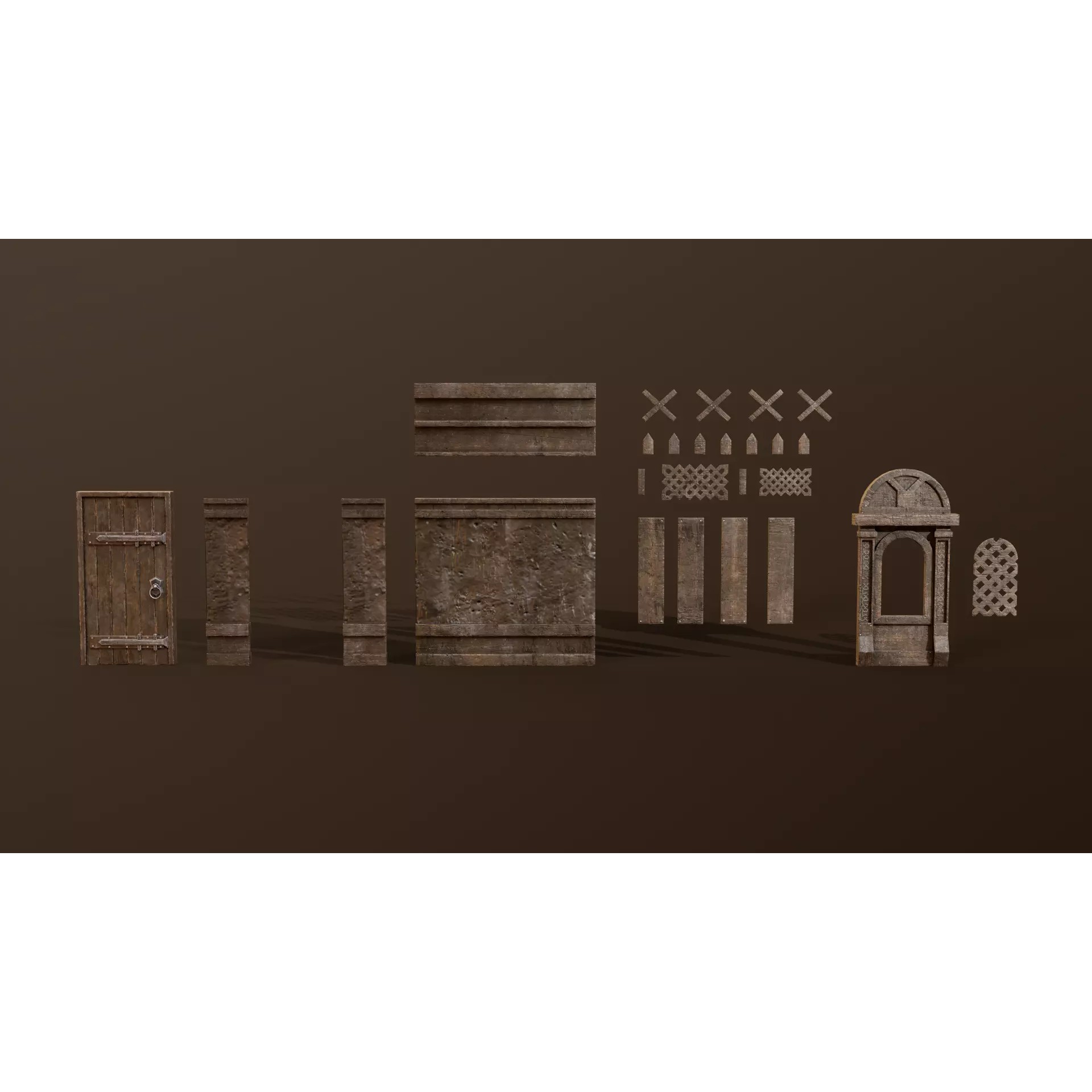 Medieval Modular Wall and Door Pack - Low-Poly Game-Ready 3D Model - View 16